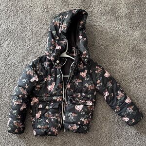 H&M Black Floral Kids Puffer Jacket